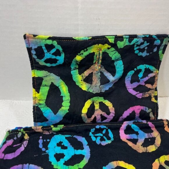 PEACE Symbol Designed Button Cotton Storage Travel Fold Over Pouch Bag - Picture 6 of 9